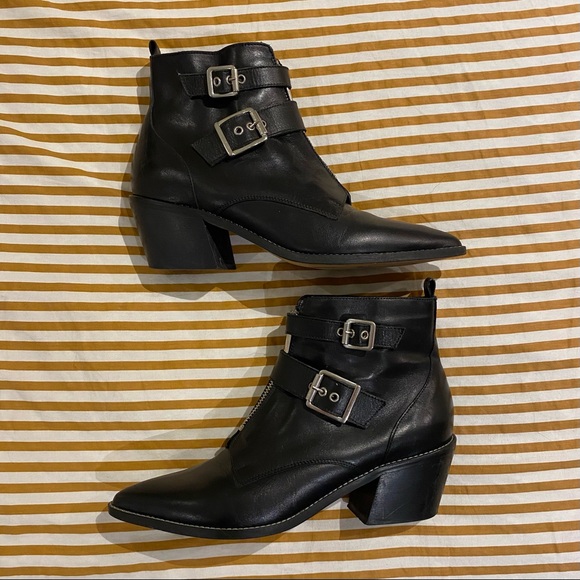 L’intervalle black leather ankle boots with buckles UK40 - Picture 1 of 5